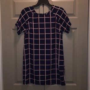 Navy, burgundy, and white plaid dress!